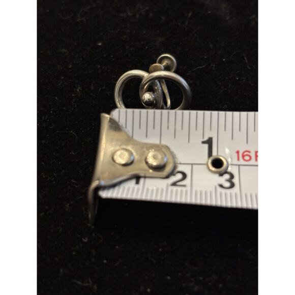 MCM Modernist Geometric Sterling Silver Screw Back Earrings 925 1940-1950 - Picture 5 of 6